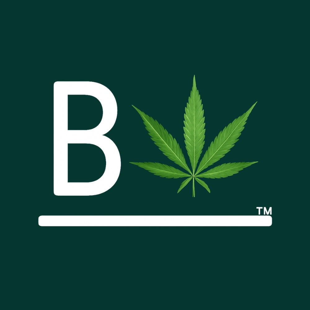 BeLeaf Seeds logo mit Cannabis Blatt und grüner Hintergrund