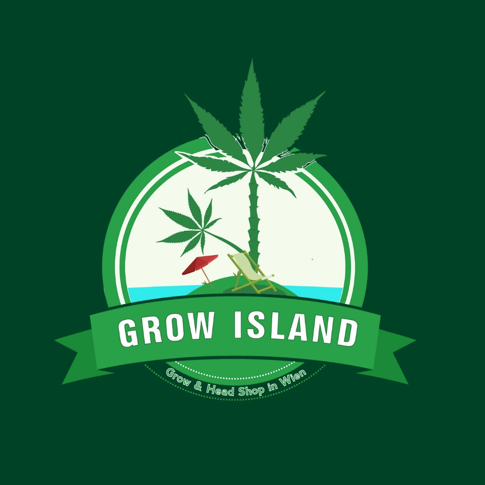 Grow Island logo mit grüner Hintergrund
