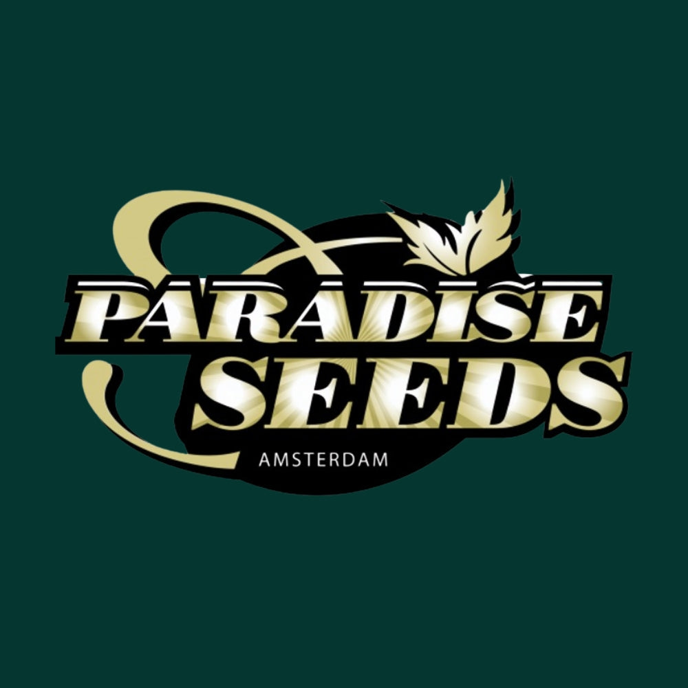 Paradise Seeds logo mit grüner Hintergrund