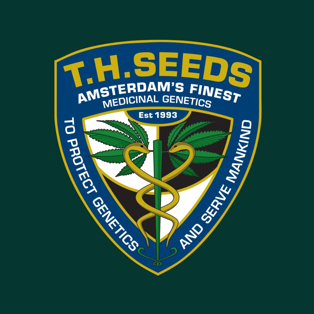 T.H. Seeds schild logo mit grüner Hintergrund