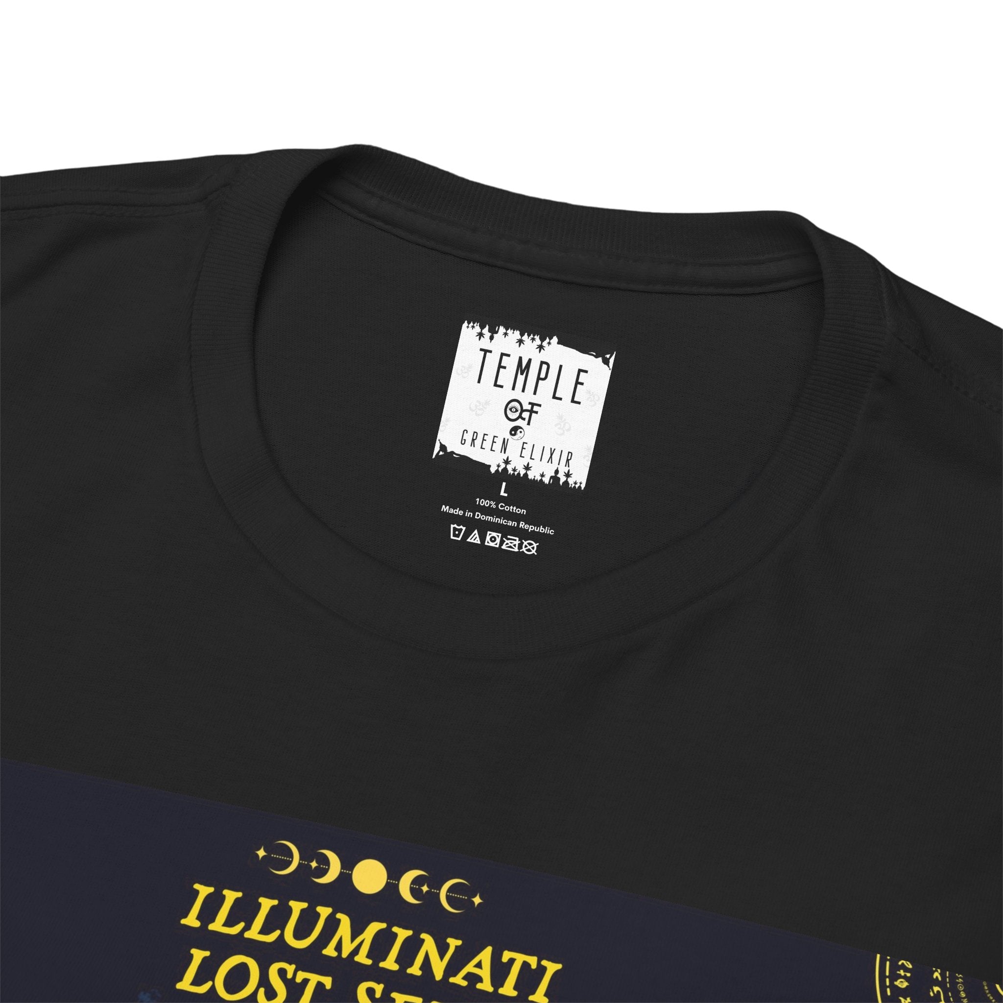 Temple of green Elixir Drucklabel in der innerseite von schwarzem  Banshes Cali Breath T-shirt