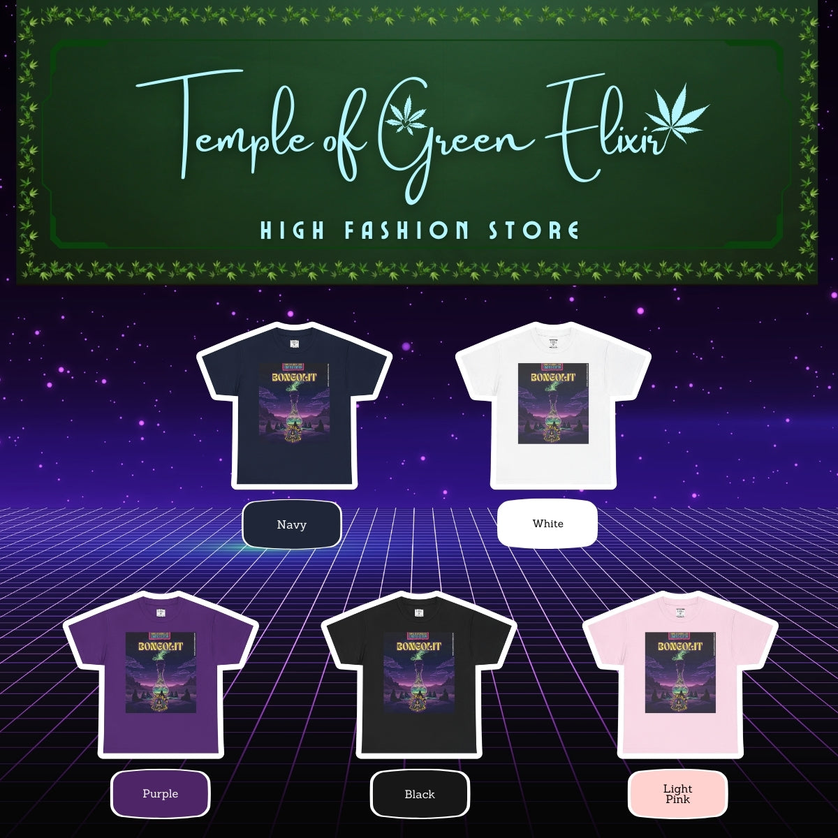 Bongolit T-shirt Color chart:
Dunkelblau, weiß, lila, schwarz, hellrosa