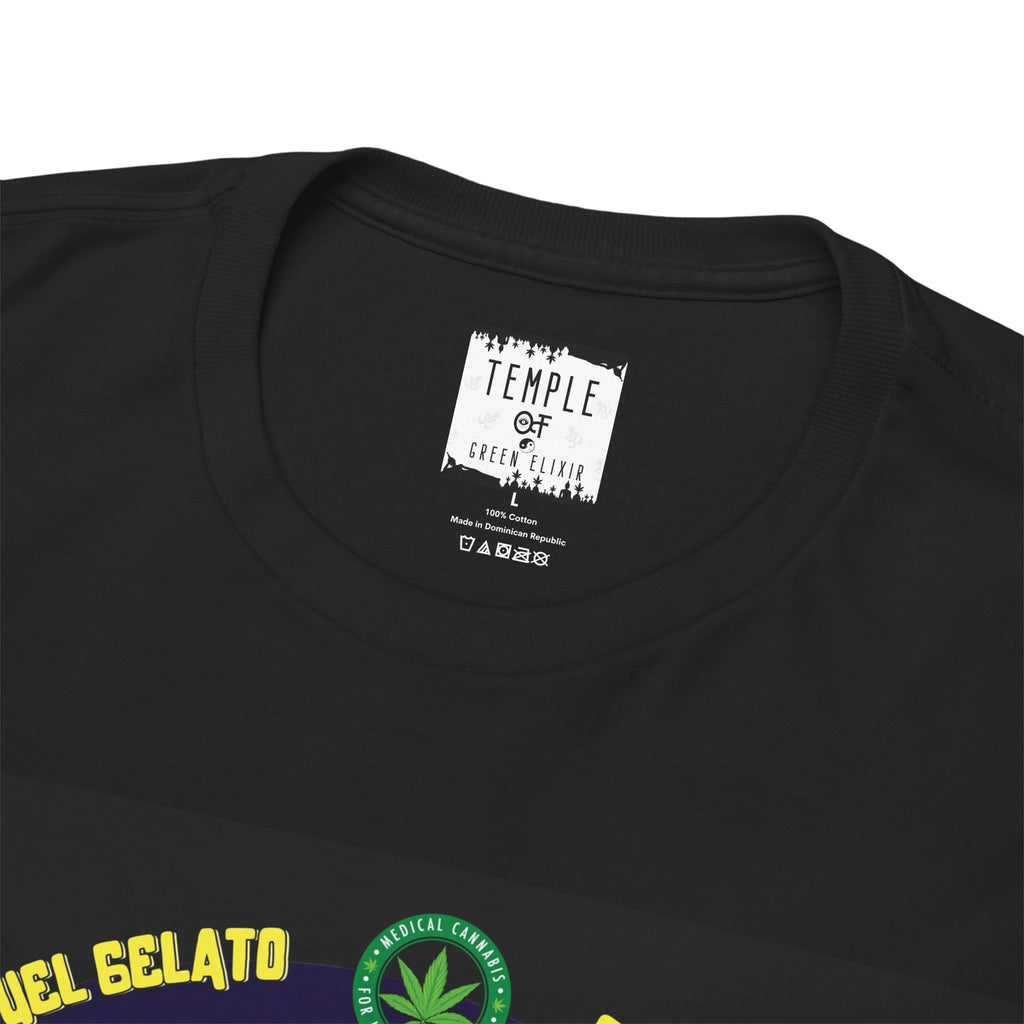Temple of green Elixir Drucklabel in der innerseite von schwarzem Grape Gasoline T-shirt