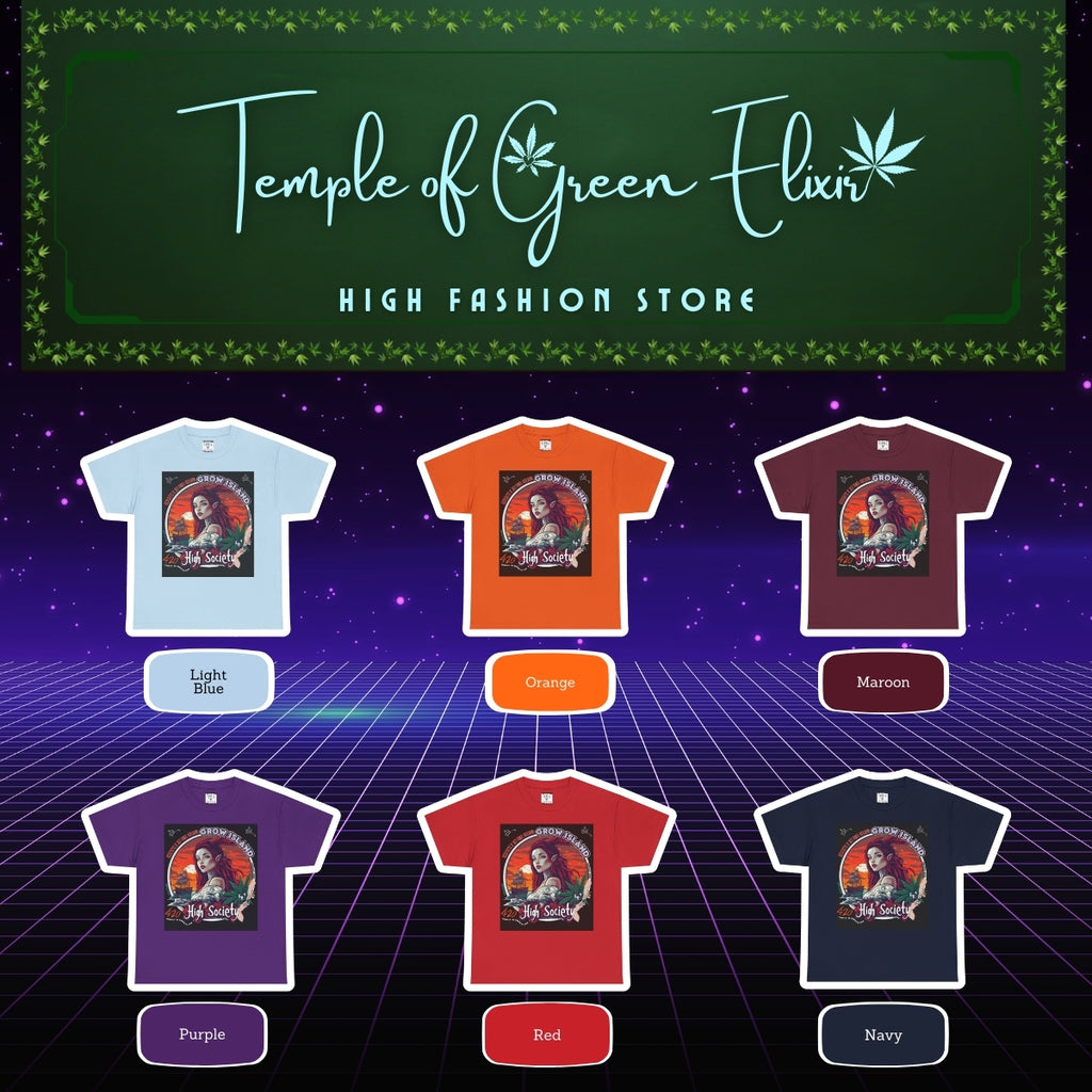 High Society T-shirt Color chart:
Hell Blau, Orange, Bordou, Lila, rot, dunkelblau