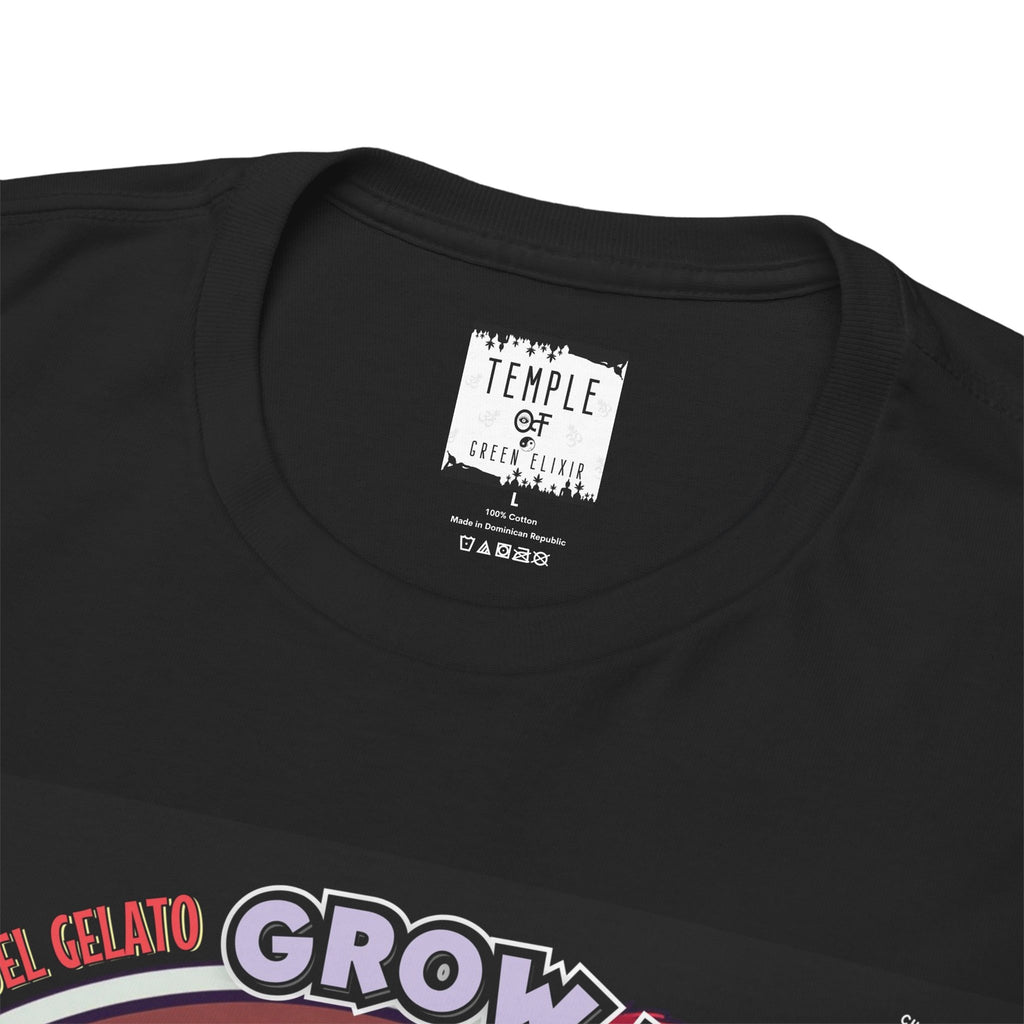 Temple of green Elixir Drucklabel in der innerseite von schwarzem High Society T-shirt