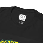 Temple of green Elixir Drucklabel in der innerseite von schwarzem 
Imperium X T-shirt