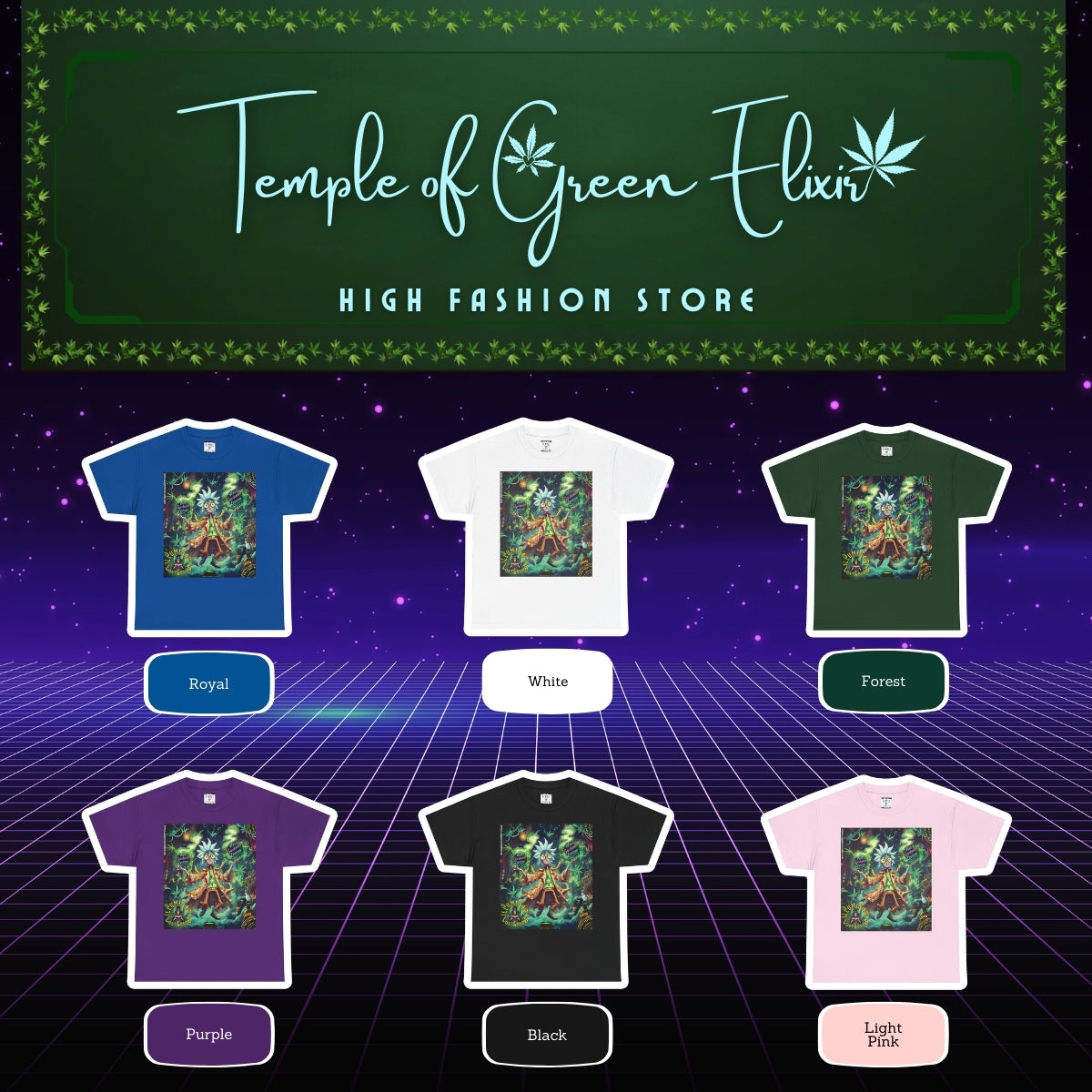  Tauche ein in die magische Welt von "Temple of Green Elixir". Diese Produktübersicht zeigt unser humorvolles "Wingardium Leviosa" T-Shirt in sechs galaktischen Farben: Royalblau, Weiß, Waldgrün, Lila, Schwarz und Hellrosa. Wähle die Farbe, die deine magische Persönlichkeit am besten unterstreicht.﻿