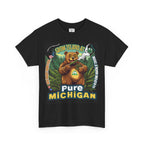 Pure Michigan T-Shirt schwarz,  Es zeigt einen gut gelaunten, sonnenbebrillten Bären, der mit einem imposanten Joint die Ruhe der Natur genießt. 