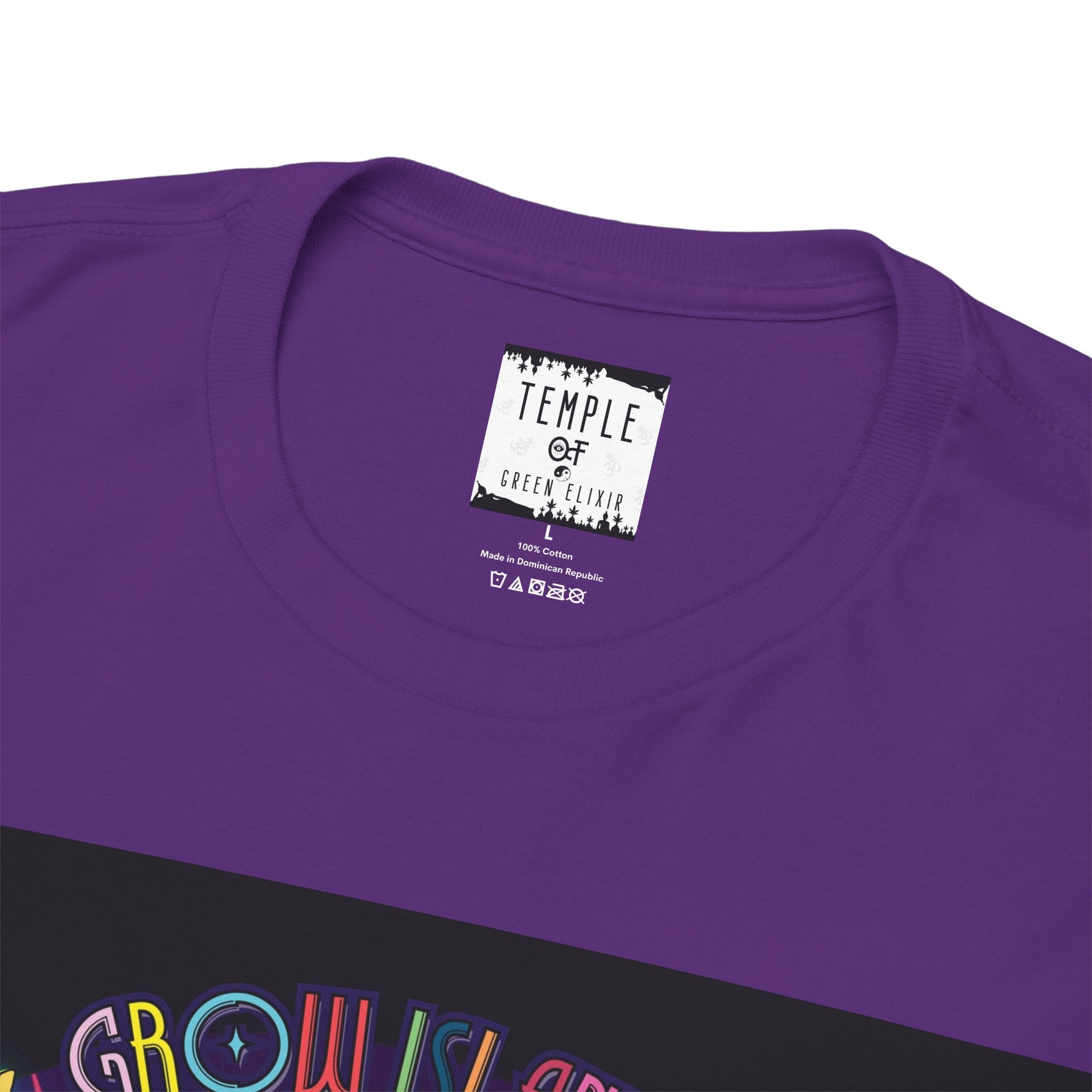 Temple of green Elixir Drucklabel in der innerseite vom lila Rainbow Sherbert 11 T-shirt