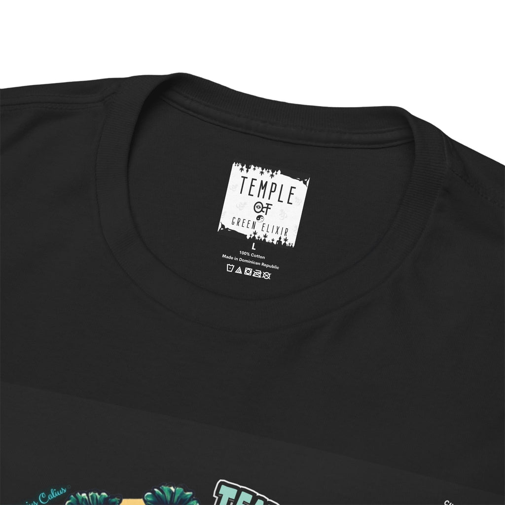 Temple of green Elixir Drucklabel in der innerseite vom T-shirt