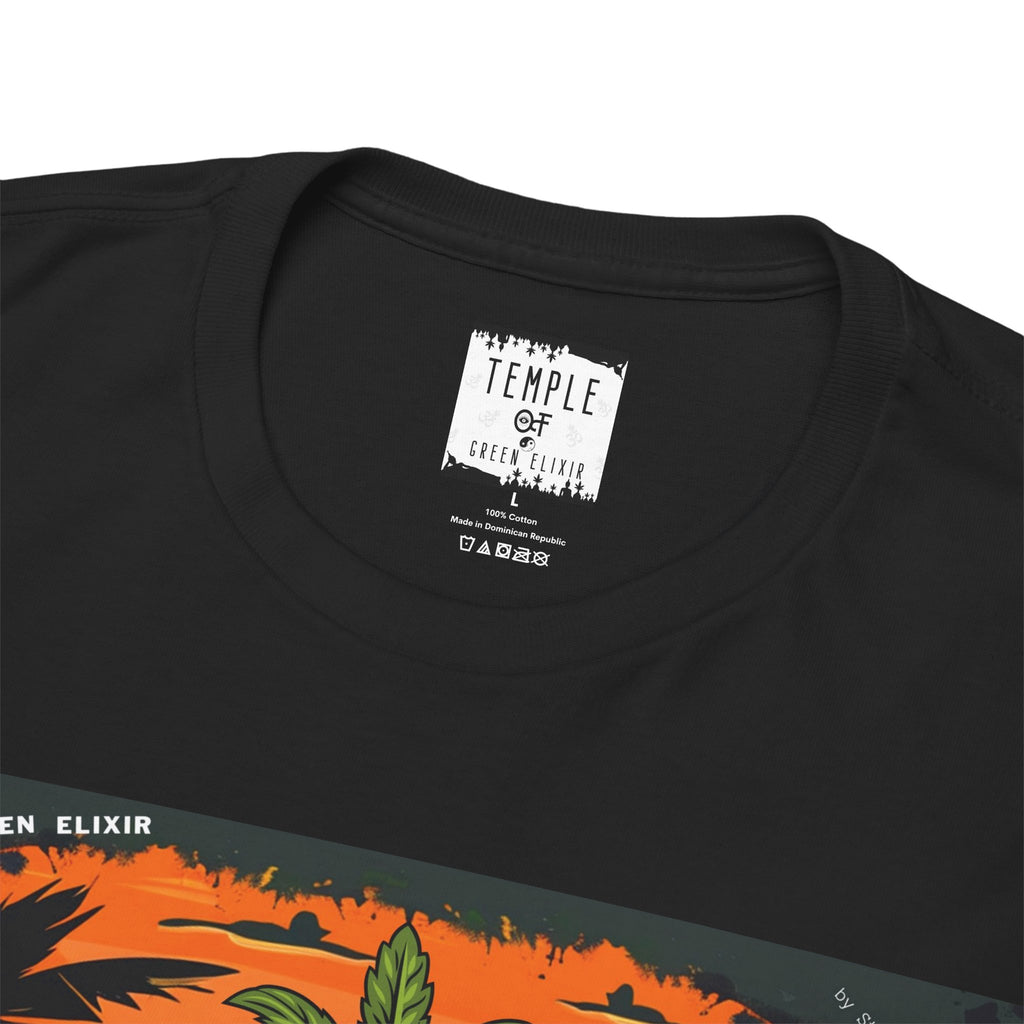 Temple of green Elixir Drucklabel in der innerseite von schwarzem Skunk 1 T-shirt
