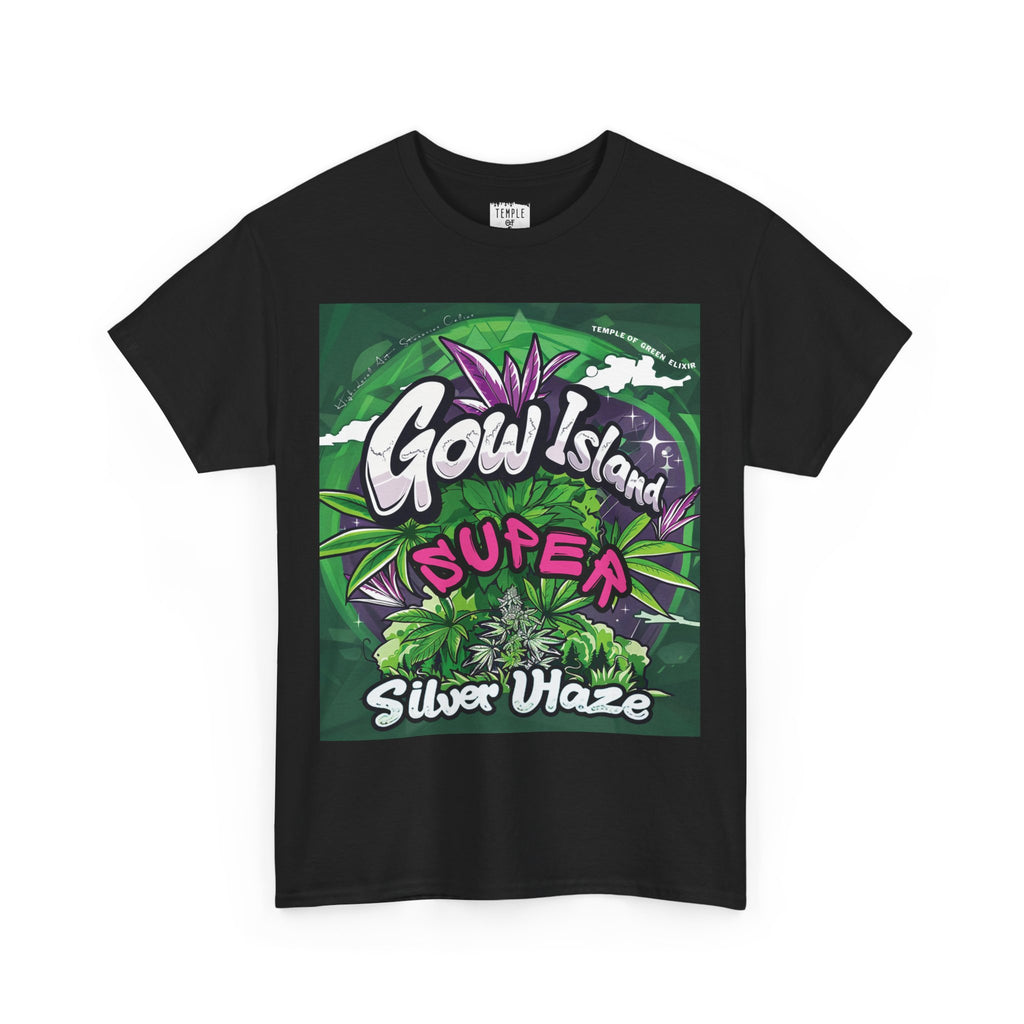 Super Silver Haze T-Shirt schwarz, Leuchtende Grün- und Lilatöne, detailreiche Cannabis-Pflanzenmotive und markante Typografie - Super Silver Haze