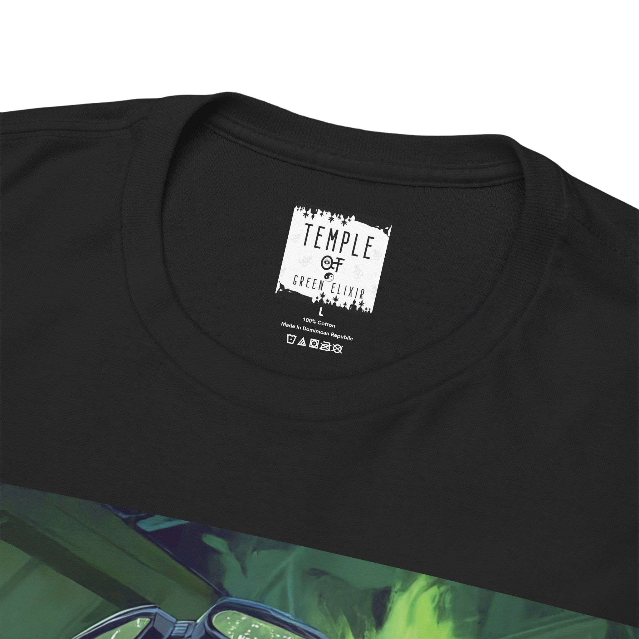 Temple of green Elixir Drucklabel in der innerseite von schwarzem The New T-shirt