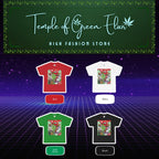 Die Farbpalette des Weltfrieden T-Shirts. Gezeigt werden vier T-Shirts in den Farben : rot, weiss, irisch grün, schwarz