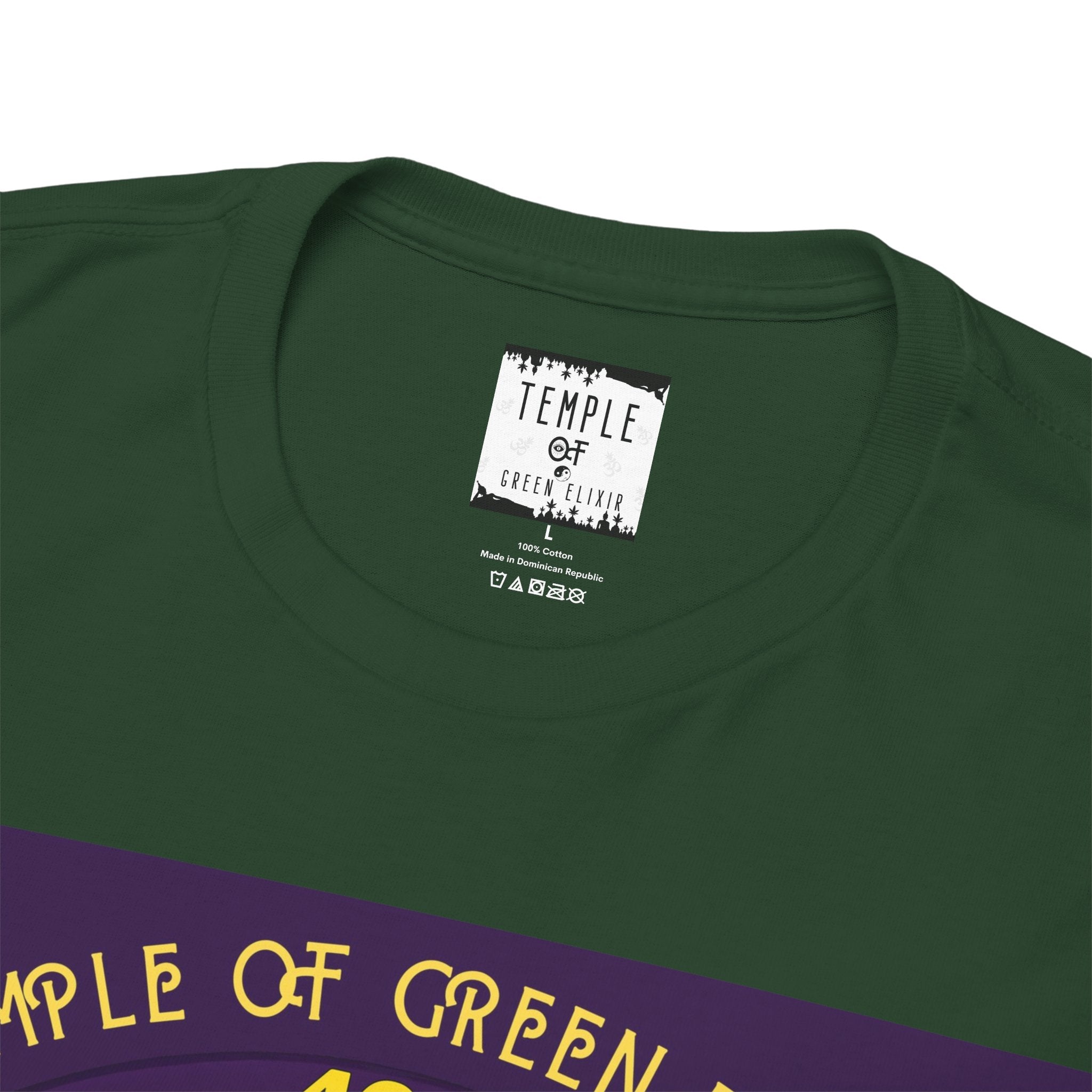 Temple of green Elixir Drucklabel in der innerseite vom grüner Wy-Kiki T-shirt