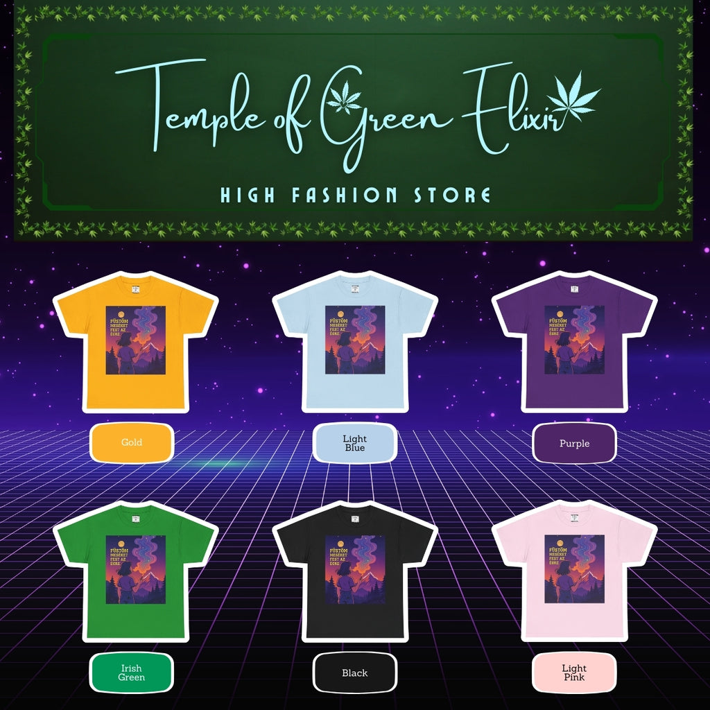 Farbenauswahl für Füstöm meséket ír az égre T-shirt, Temple of green Elixir Logo.
Verfügbare Farben:
Gelb, hell blau, lila, Irisch grün, schwarz, hell rosa